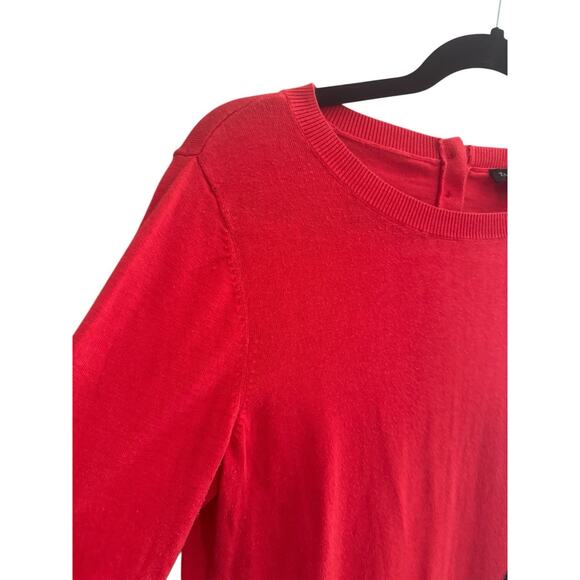 Talbots Sweater Womens Medium Red Dog Graphic Boston Terrier 3/4 Sleeve #6033 - Picture 3 of 12